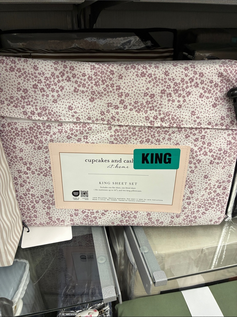 cupcakes & cashmere Pink Floral King Sheet Set